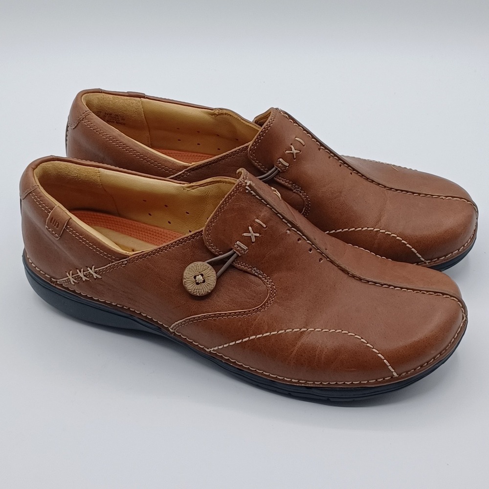 Clarks Linden Loafers Womens‎ 9.5M Brown Leather Slip On Shoes NEW